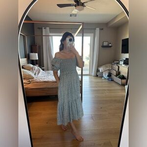Madewell smocked midi maxi in blue